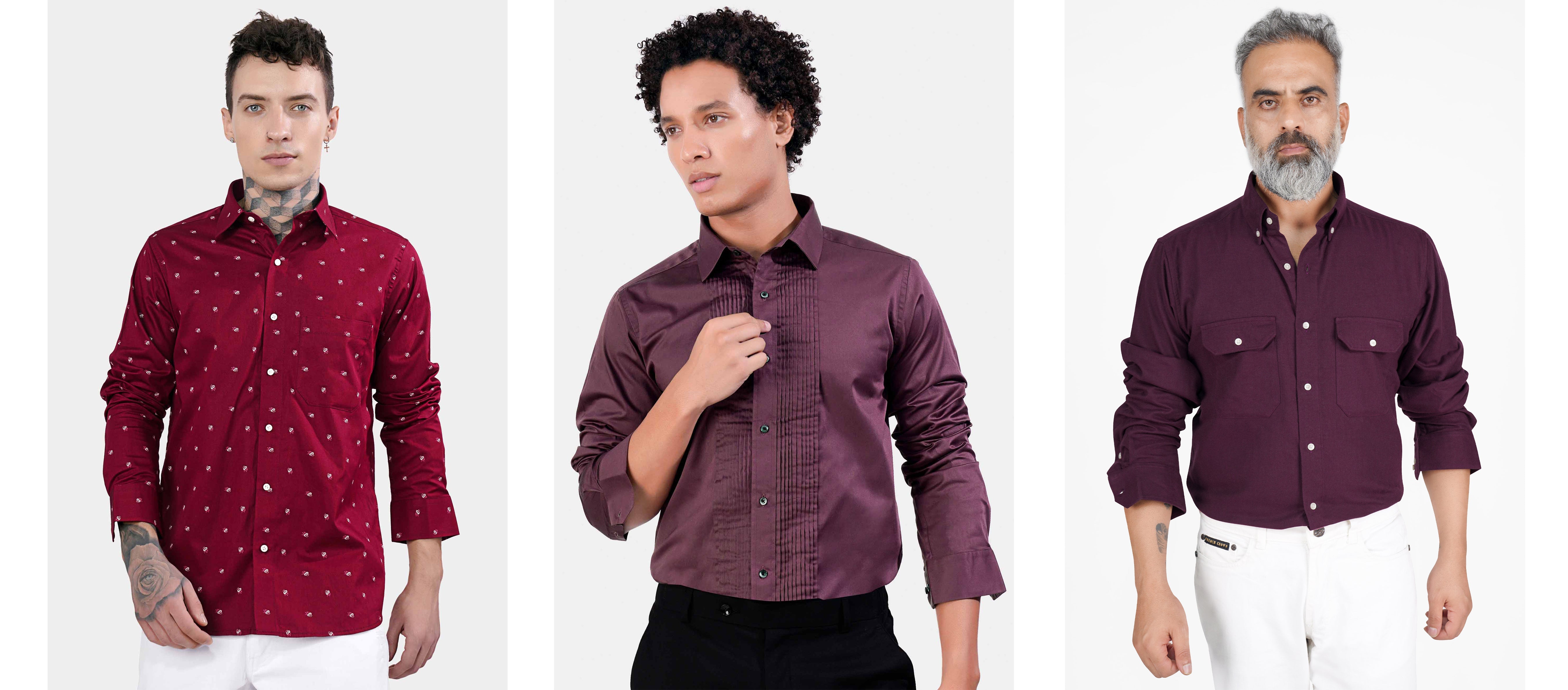 Buy Solids: Maroon Shirts Online